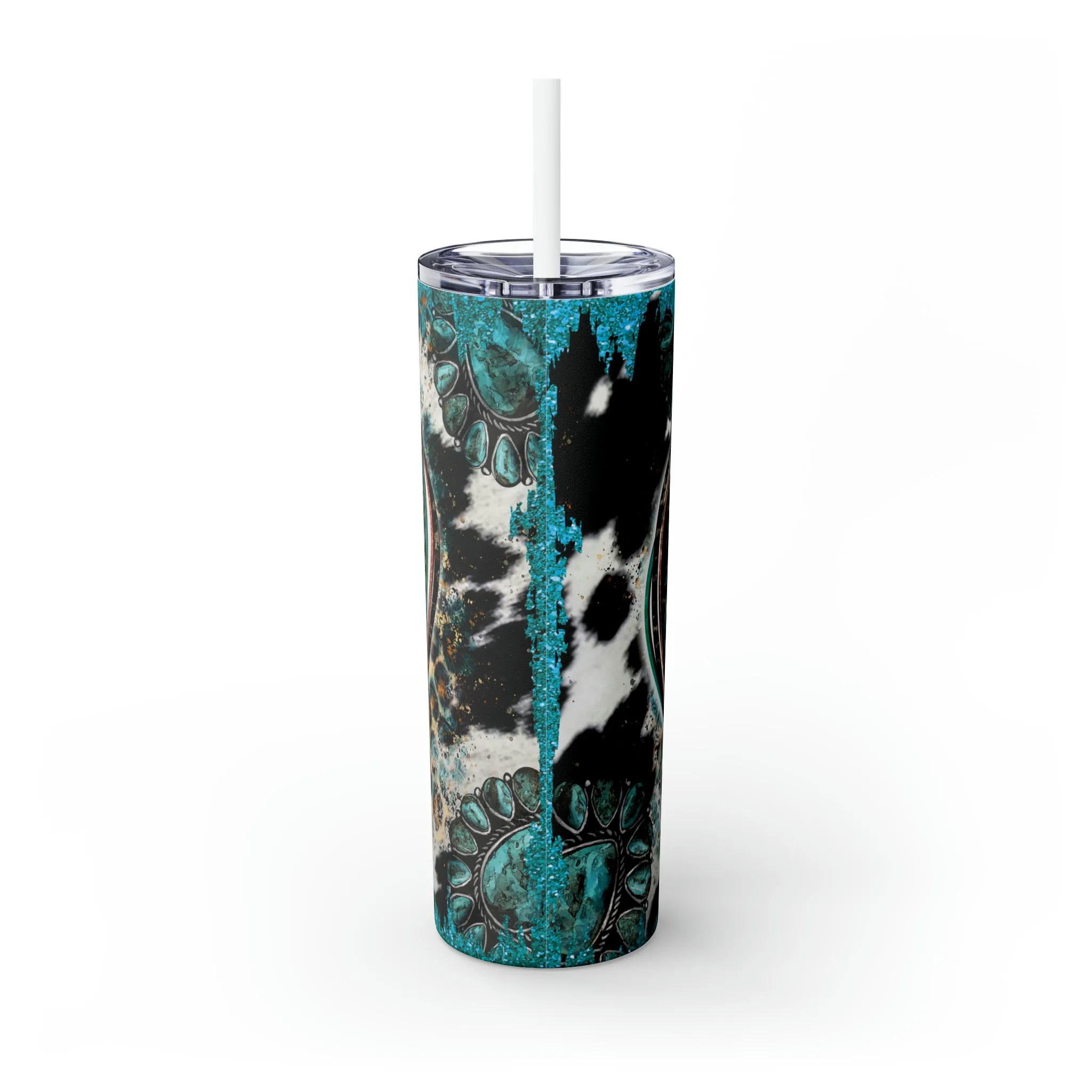 Skinny Tumbler with Straw, 20oz, Country & Western