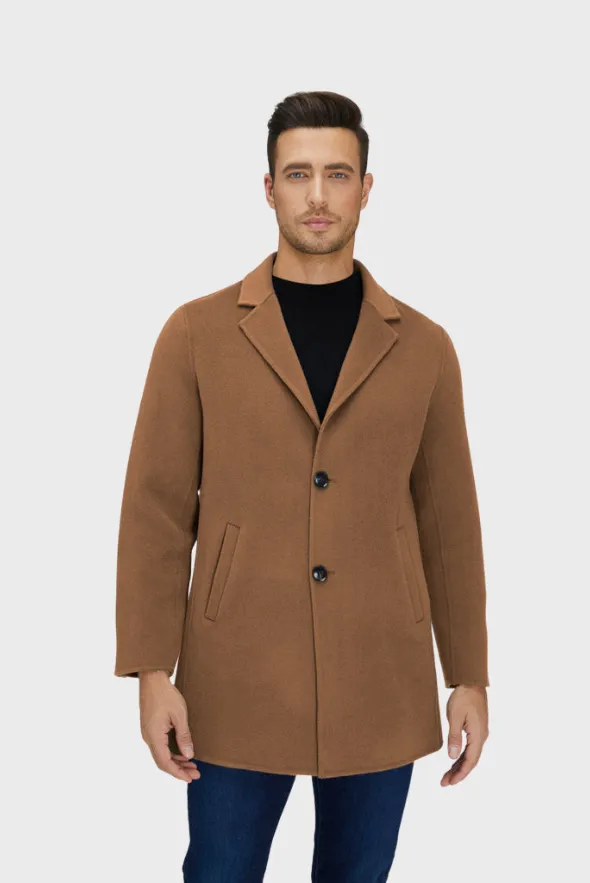 Slick Single-Breasted Wool Blend Coat