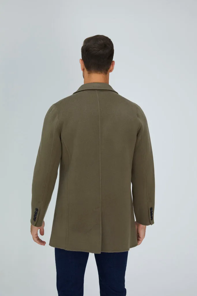 Slick Single-Breasted Wool Blend Coat