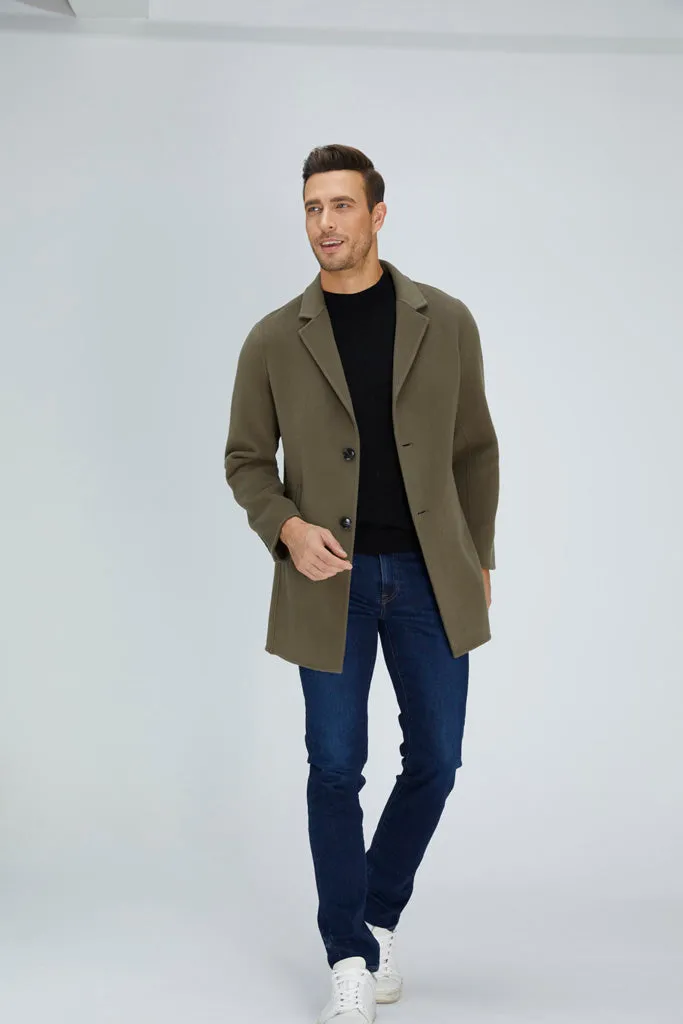 Slick Single-Breasted Wool Blend Coat