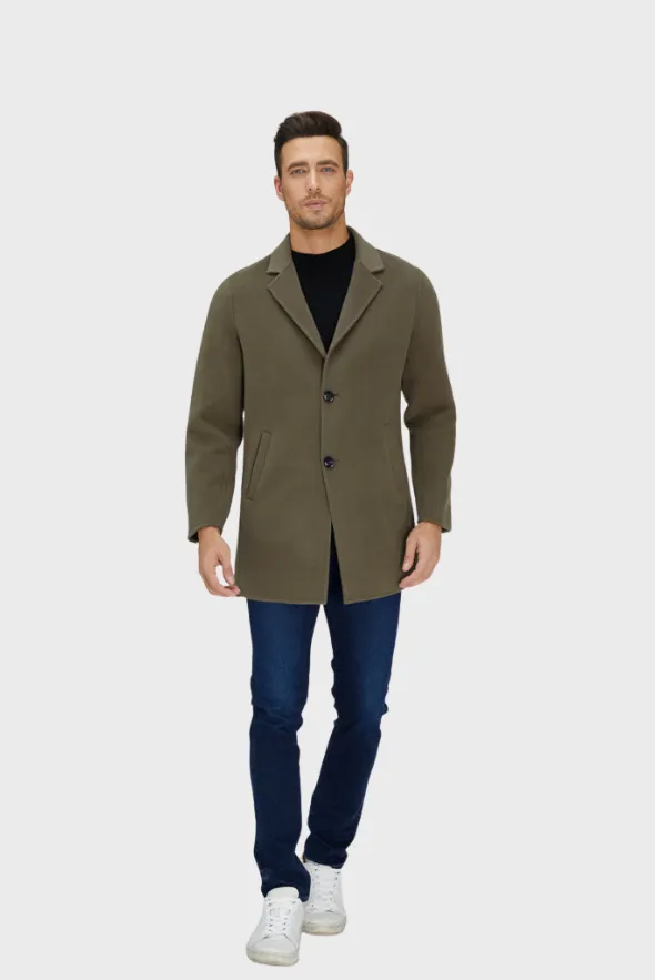 Slick Single-Breasted Wool Blend Coat