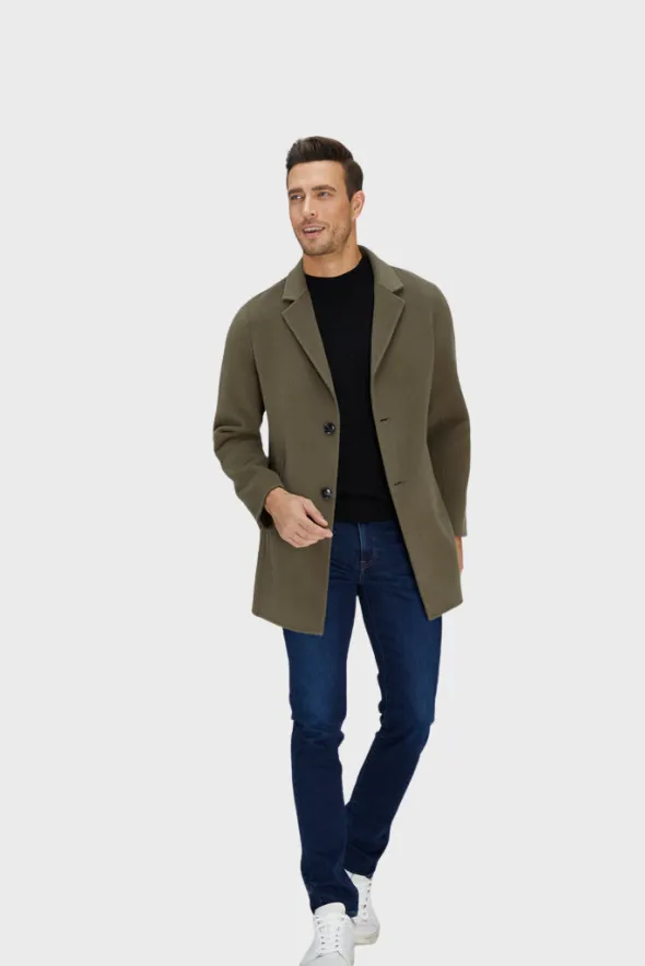 Slick Single-Breasted Wool Blend Coat