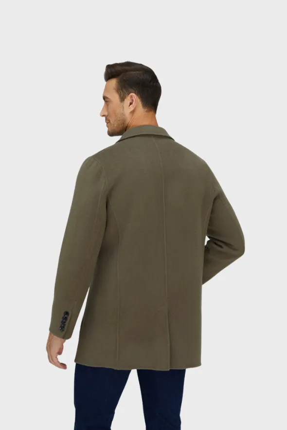 Slick Single-Breasted Wool Blend Coat