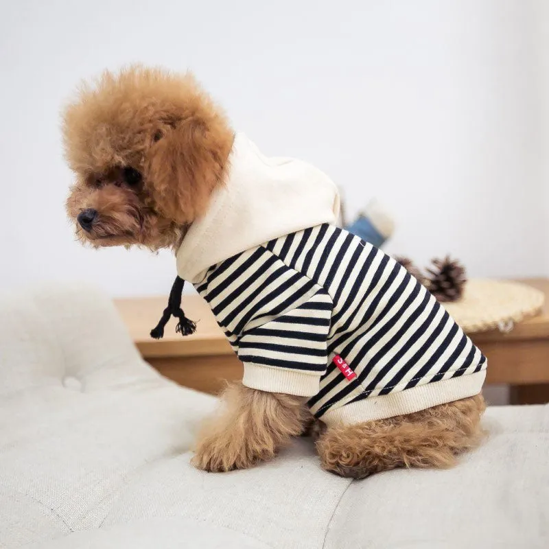 Striped Cotton Dog Hoodie