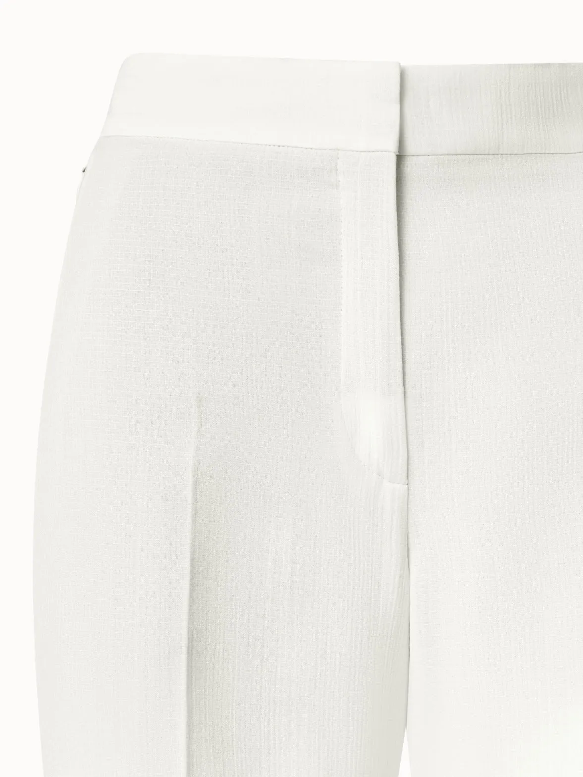 Structured Cotton Silk Double-Face Straight Leg Pants