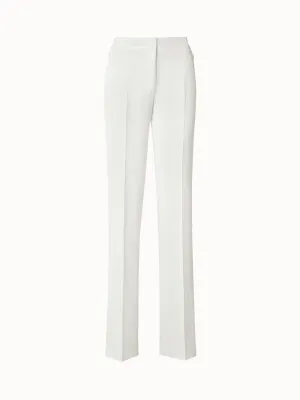 Structured Cotton Silk Double-Face Straight Leg Pants