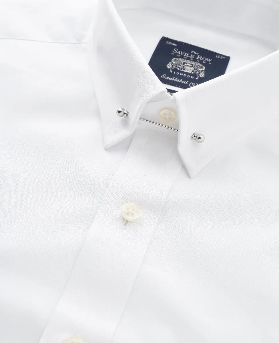 White Classic Fit Pin Collar Shirt - Double Cuff