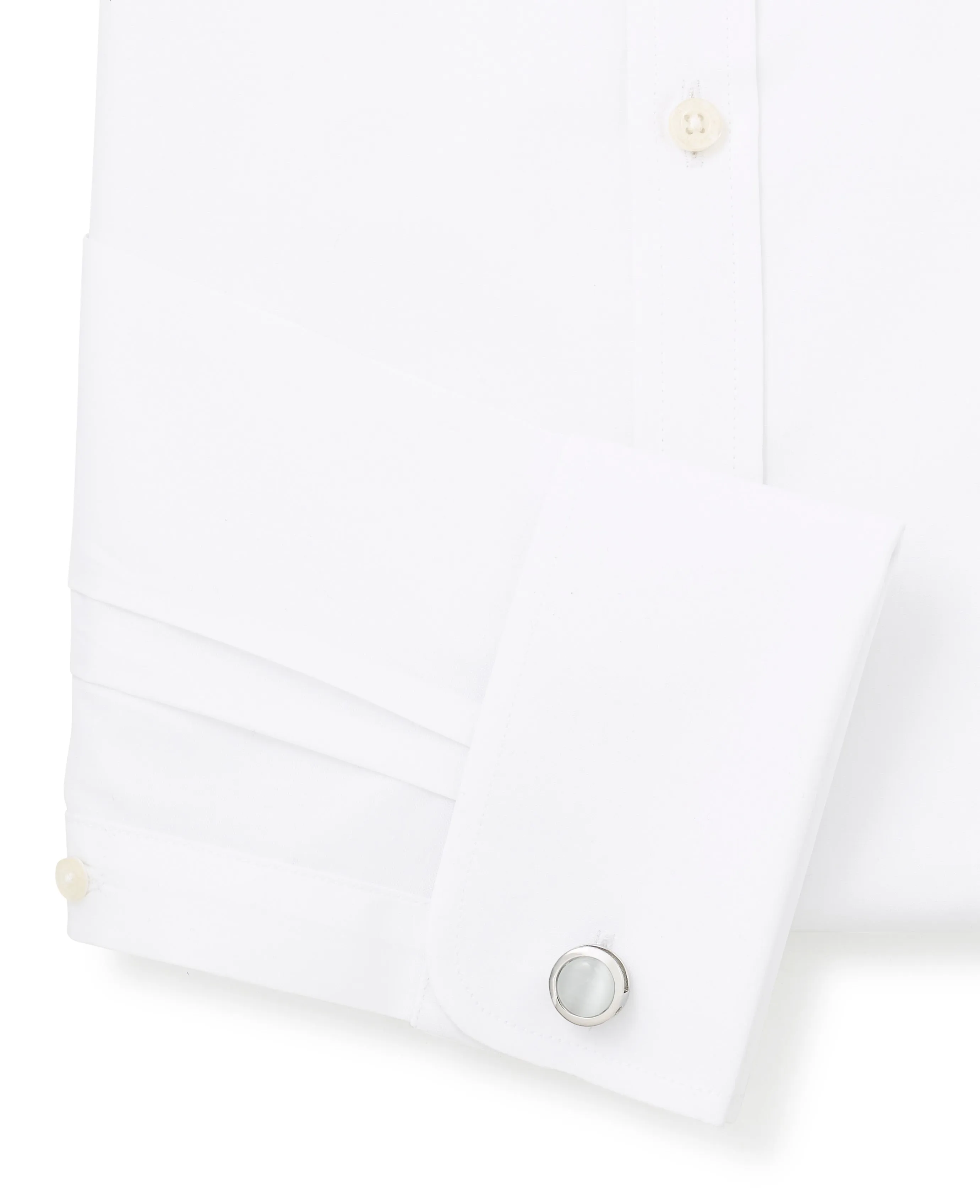 White Classic Fit Pin Collar Shirt - Double Cuff