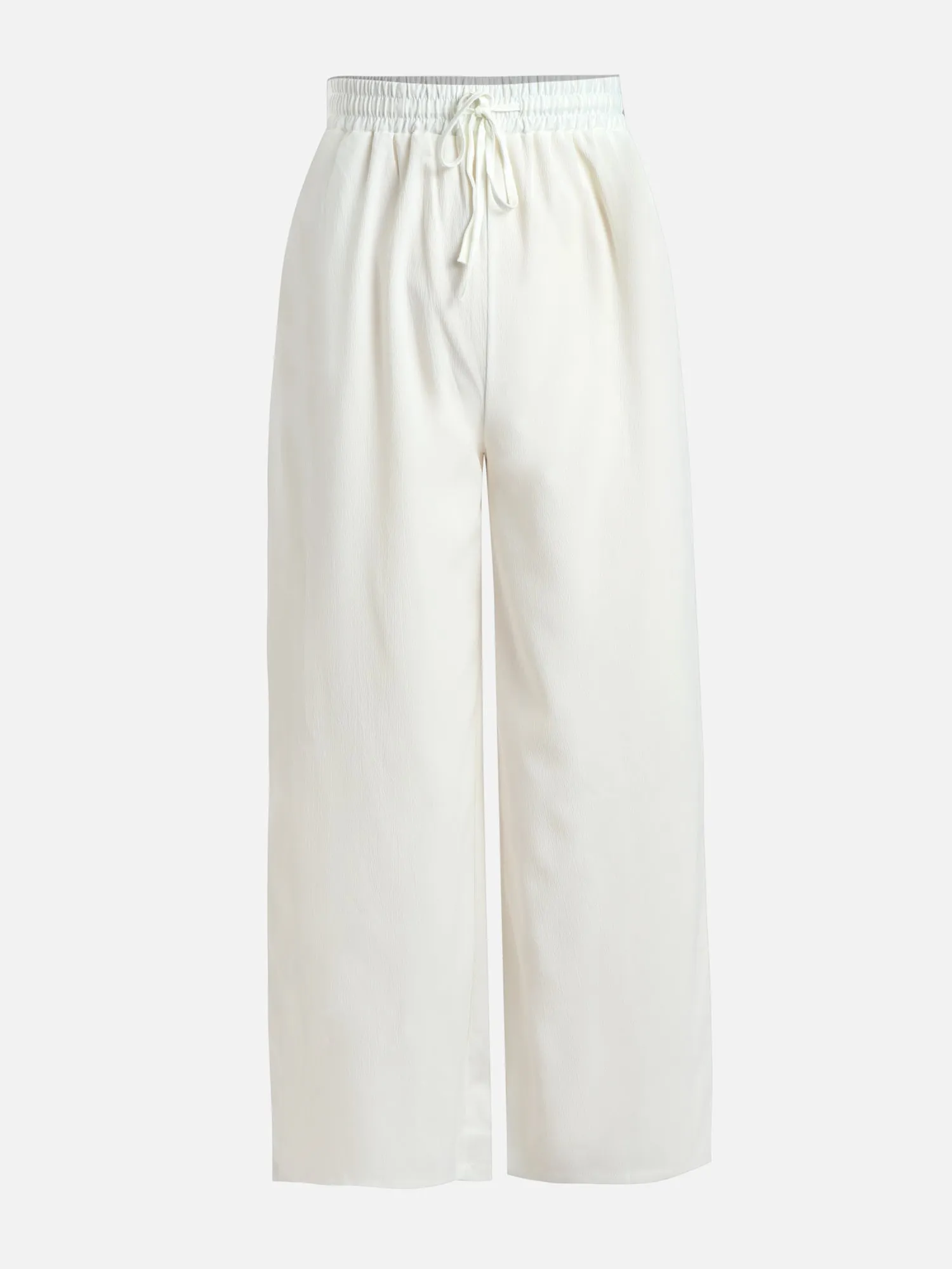 White Drape Top & Wide Pants Set