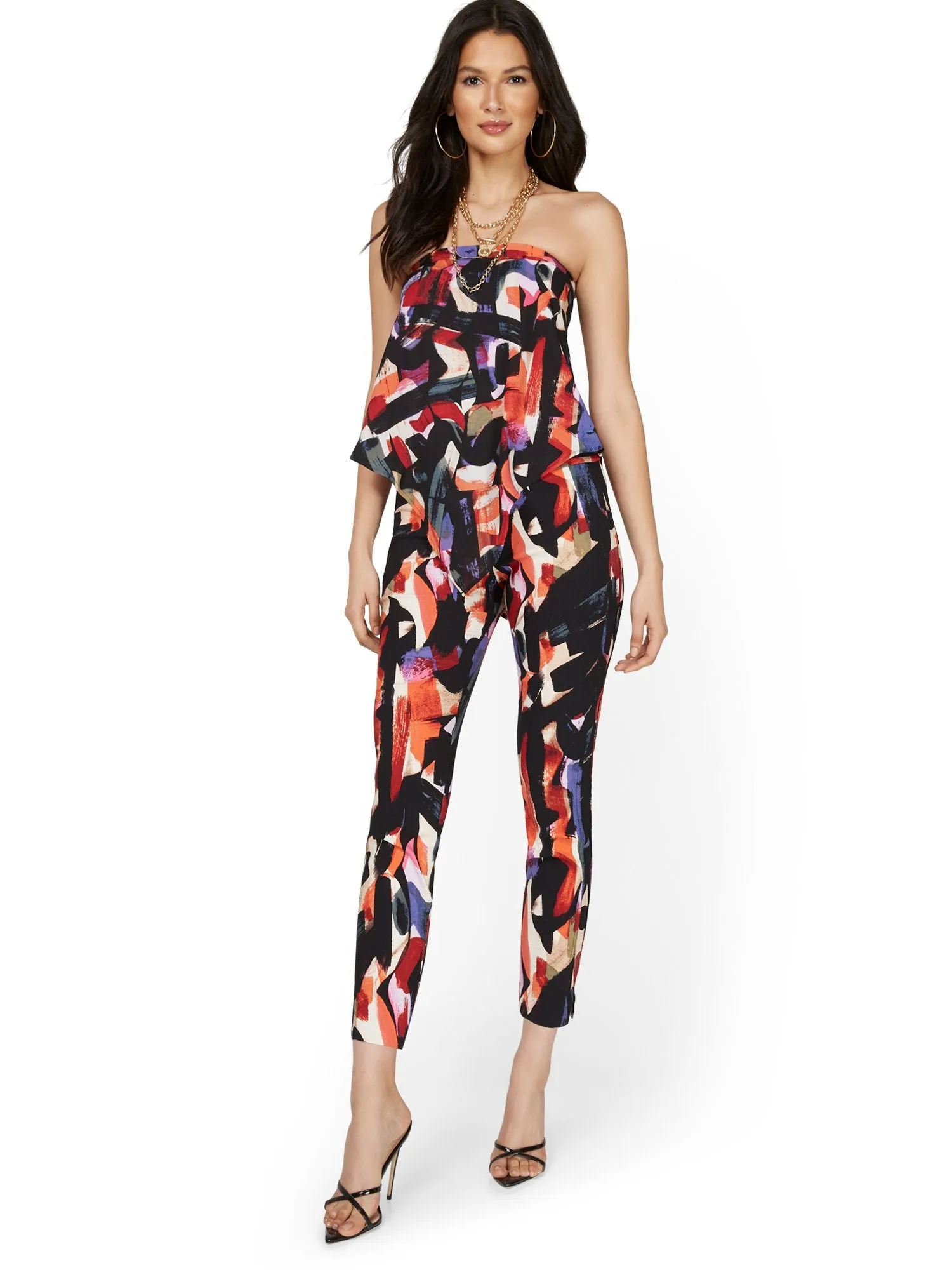 Whitney High-Waisted Pull-On Slim-Leg Ankle Pant - Abstract