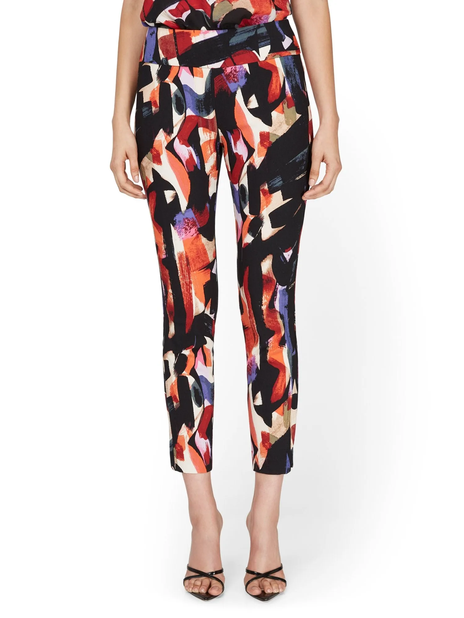 Whitney High-Waisted Pull-On Slim-Leg Ankle Pant - Abstract