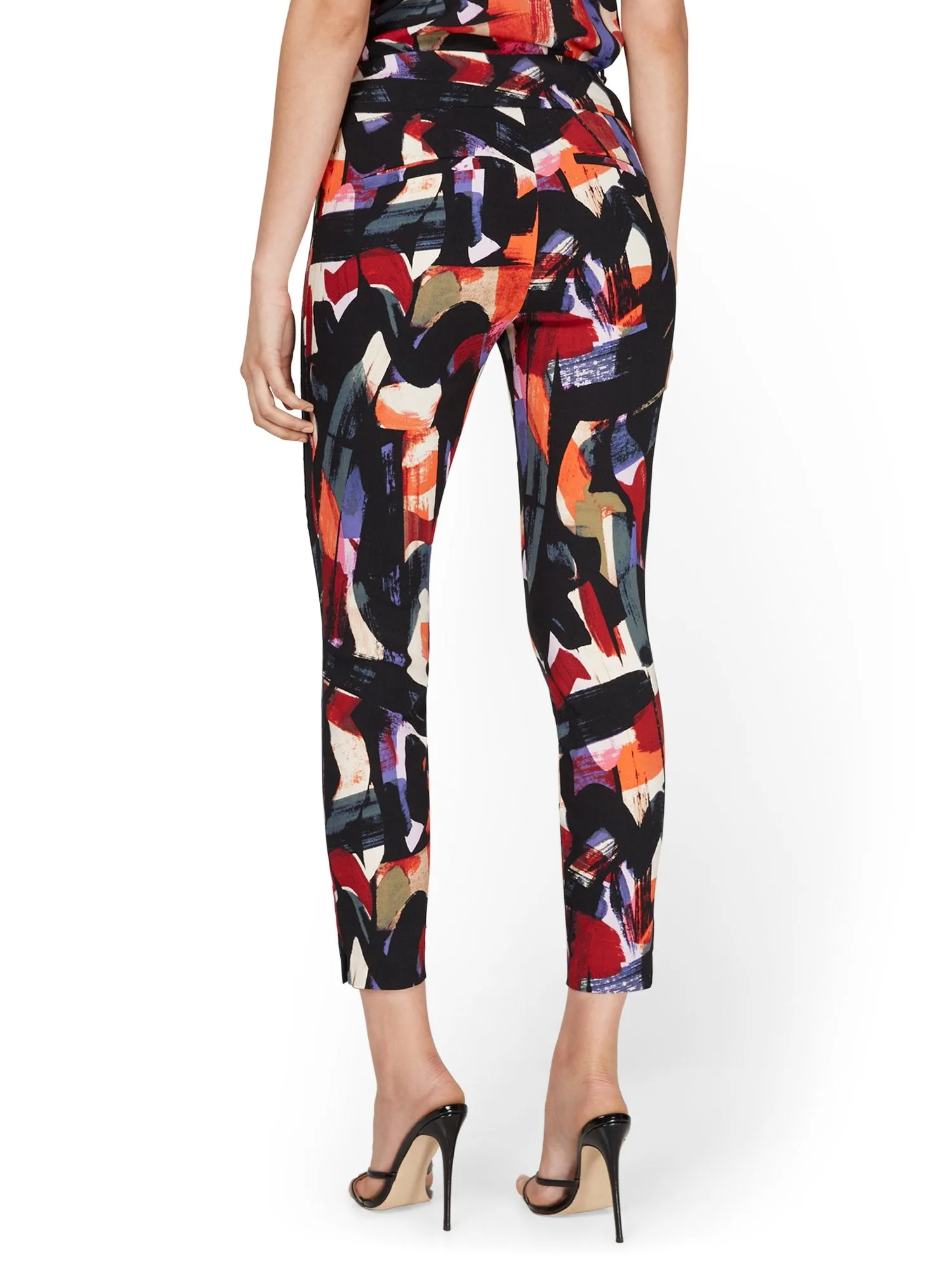 Whitney High-Waisted Pull-On Slim-Leg Ankle Pant - Abstract