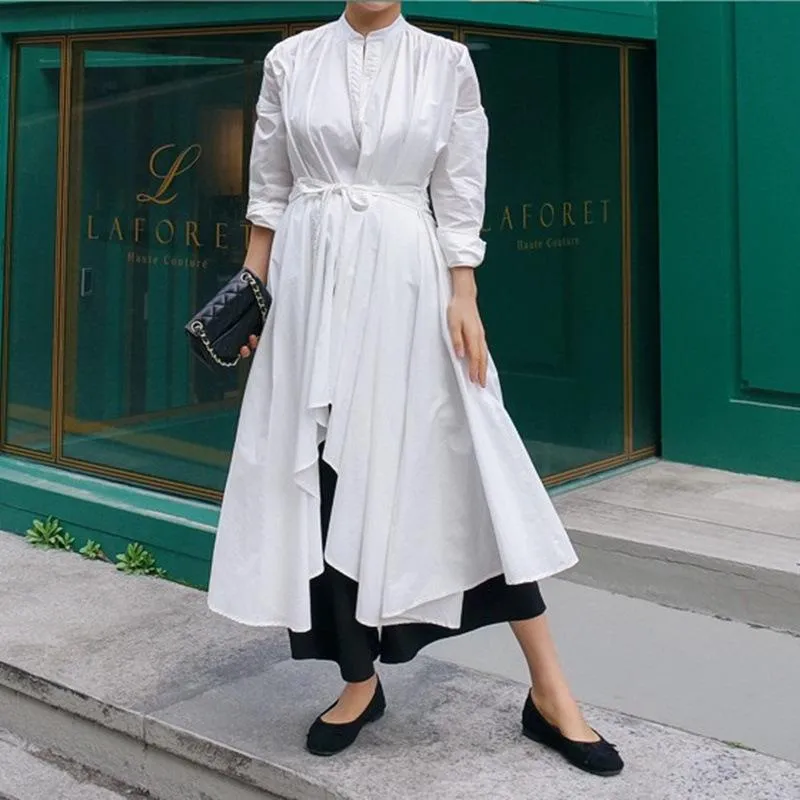 Women Irregular Long Sleeves Shirt Dresses